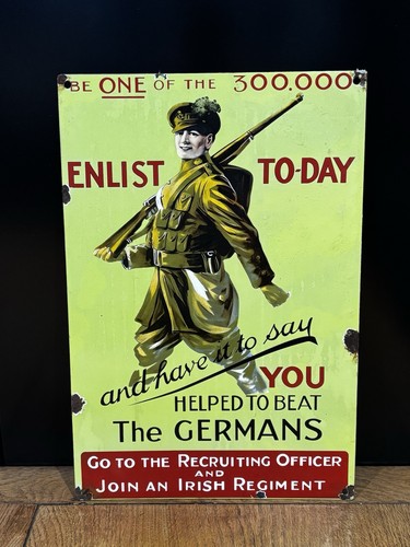 Recruiting enamel sign - recruiting, sign.