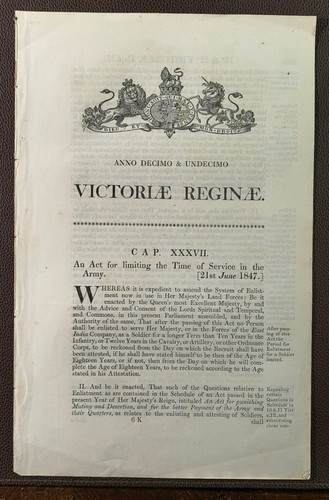 1847 army service - service, act